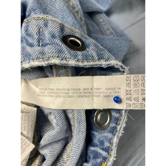 ZARA Basic Z1975 Denim High Rise Straight Jeans Grommets Frayed Hem Blue Size 2 - Picture 6 of 7